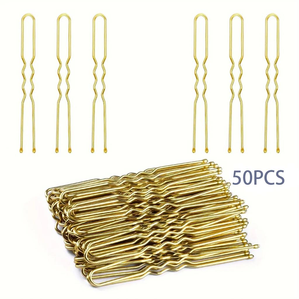 50PCS U-Shaped Hair Pins Thickened 5cm Hair Clips for Hair Styling Bridal Hair Accessories Salon Hairpins for Bun and Updo Hairstyles