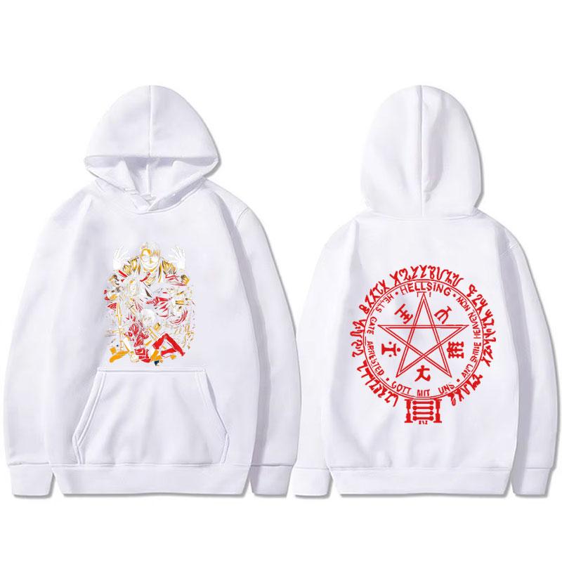 Anime Hellsing Abraham Van Helsing Vampir Alucard Grafik Hoodie Herren Damen Cartoon Manga Pullover Herren Fleece Baumwoll-Hoodies
