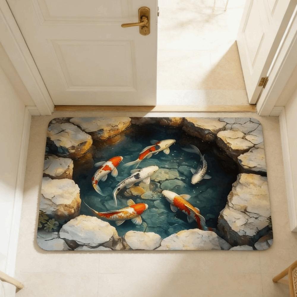 3D Flat Optical Illusion Doormat Water-absorbing Abrasion-resistant Bathroom Carpet Durable Non-slip Bedroom Door Rug Home Decor