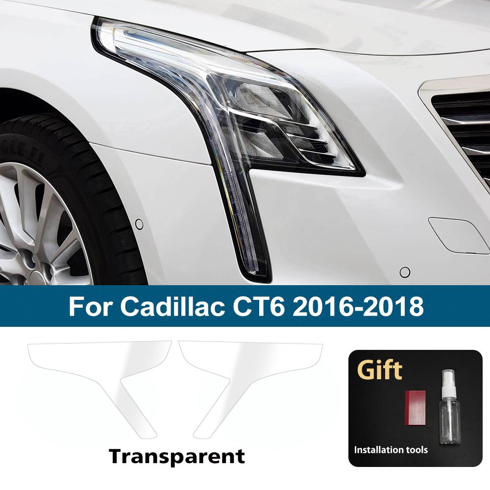 Für Cadillac CT6 2016-2020 Rauchschwarz Hochglanz Vorgeschnitten Scheinwerferschutzfolie TPU PPF Kratzfest Auto Vinyl Folien Kit