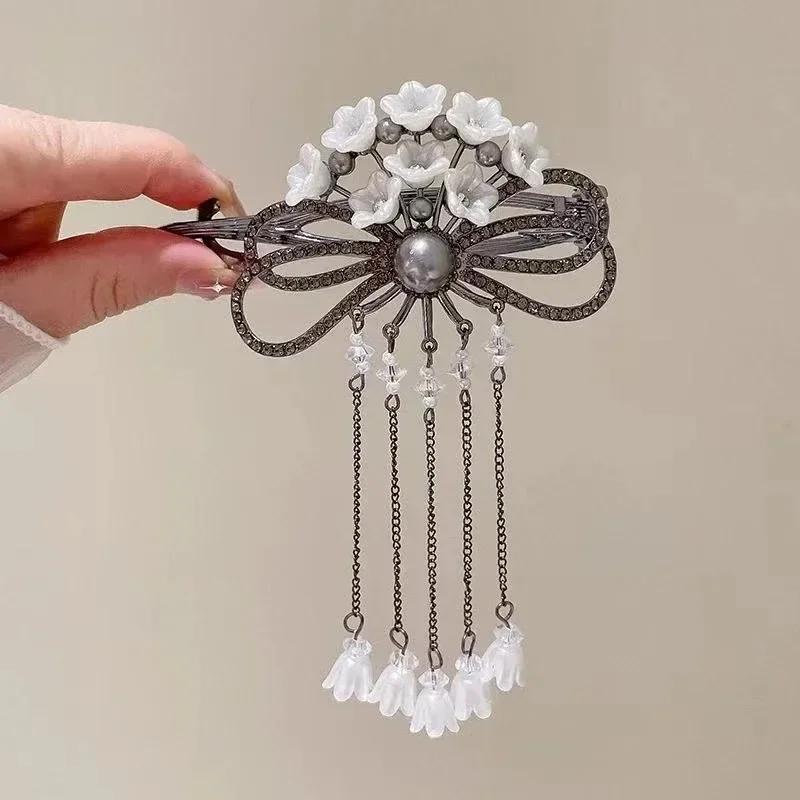 

Изысканная заколка-клипса с кисточкой «Ландыш» для девочки, для хвостика, лягушка, модные женские аксессуары для волос