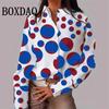 Women'S Shirt Fashion Casual Elegant Evening Blouses Color Polka Dot Top Print Shirt Women'S Long Sleeve Lapel Button Down Shirt