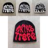Acrylic High Top Knit Cap With Alphabet Design For Fall Winter Fashion