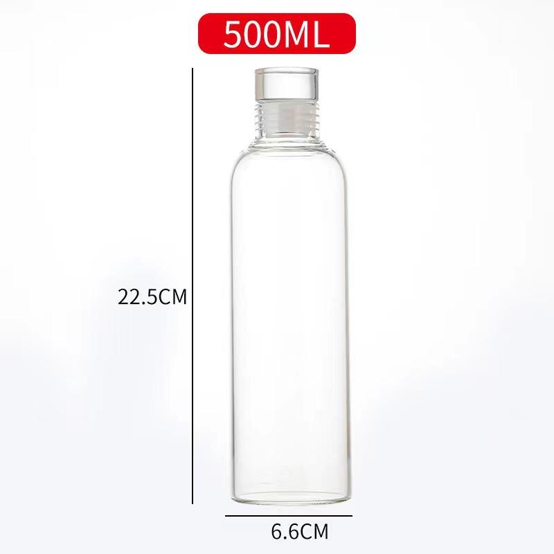 300ml/500/750ml/1000ml/Glass Water Bottle with Leak Proof Lid Reusable Eco Friendly Drinking Bottle Travel Mug for Beverages