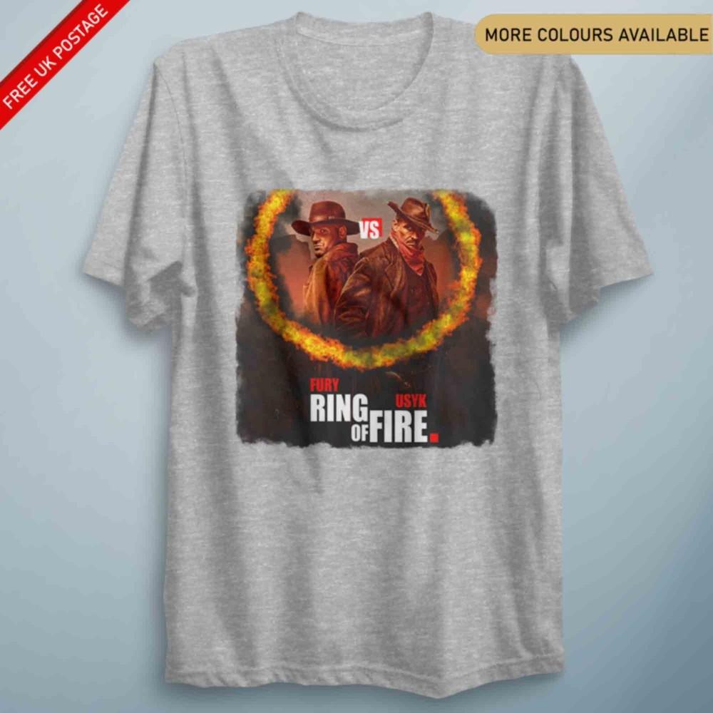 Fury Vs Usyk T Shirt Ring Of Fire Gym Clothing Exercise Boxing Training Top