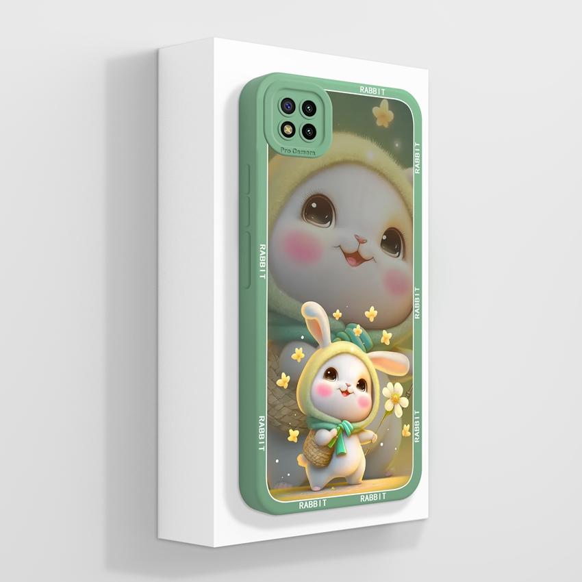 Stoßfeste Handyhülle für Xiaomi Poco C3 C31 F3 F4 GT F5 F6 F7 Pro Mi A2 A3 Niedliches Kaninchen Weiche Hülle Flüssigsilikon Anti-Sturz Gehäuse für Xiaomi Hülle