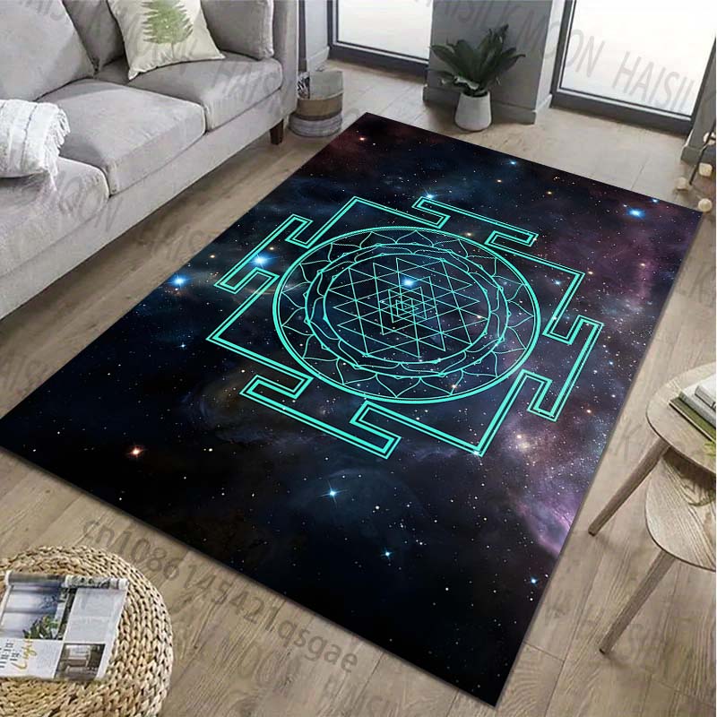 1PC Symbol Sri Yantra Patter Carpet for Living Room Bedroom Bedside Bathroom Floor Mat Area Rug Kids Room Play Mat for Gift