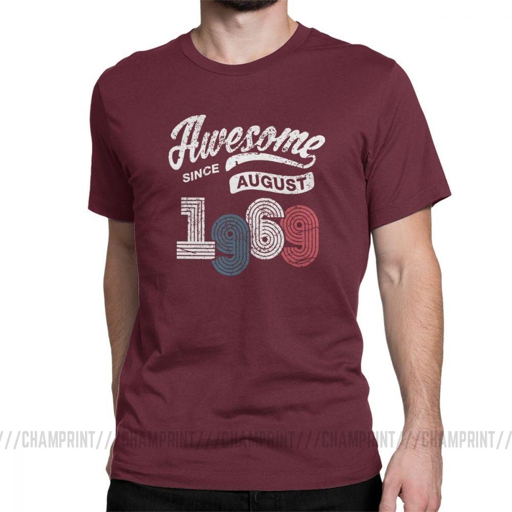 Awesome Since August 1969 T Shirt Vintage 50 Years Old 50Th Birthday Present Men S Cotton