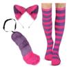 Women's Striped Cat Costume, Cat Ears, Furry Tail, Striped