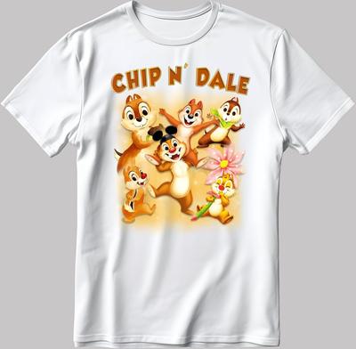Chip'n Dale Short Sleeve White-Black Men's / Women's T-Shirt C513