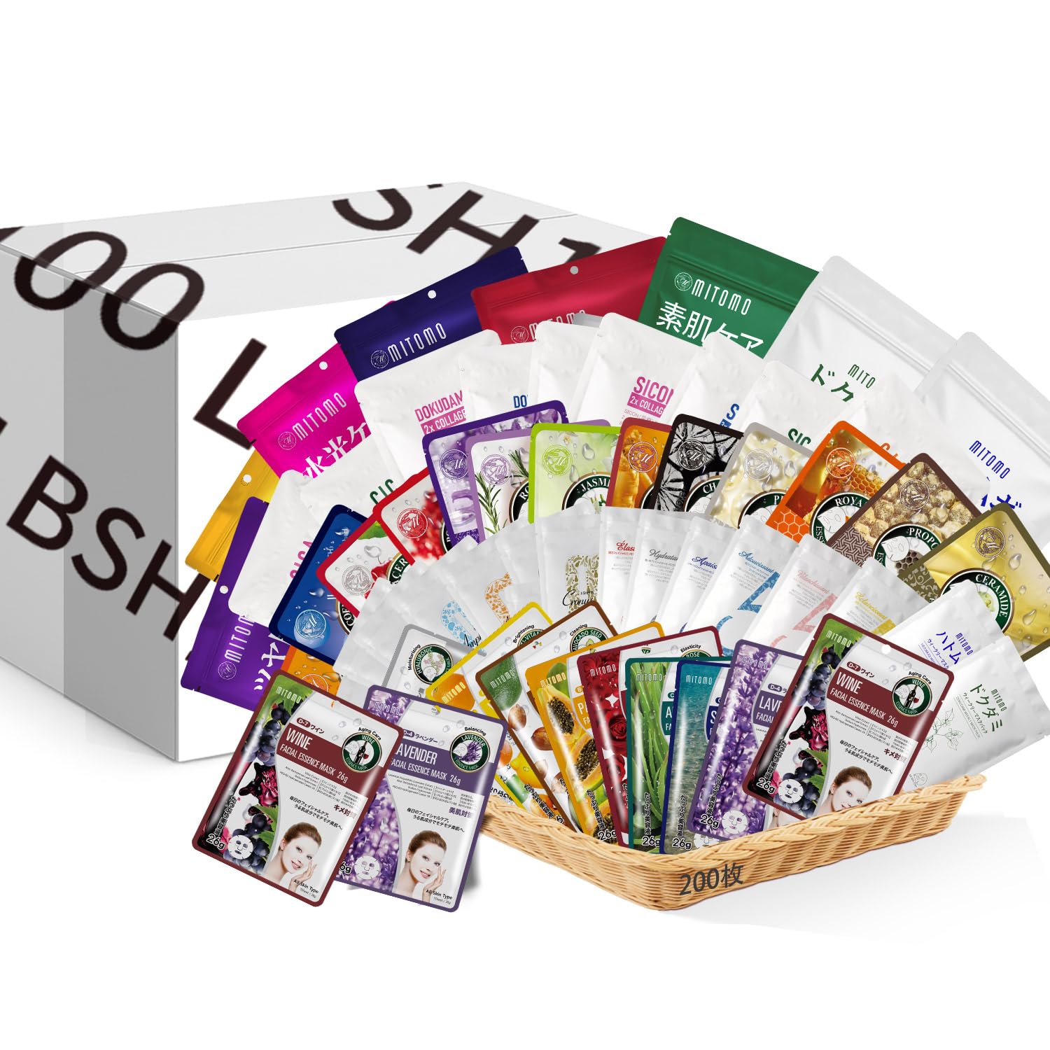 

MITOMO SKINCARE New Sensation Lucky Bag Lucky Bag Face Masks Randomly Selected from All Products 200-Piece - Moisturizing, Large-Capacity [LBSH0200-A]