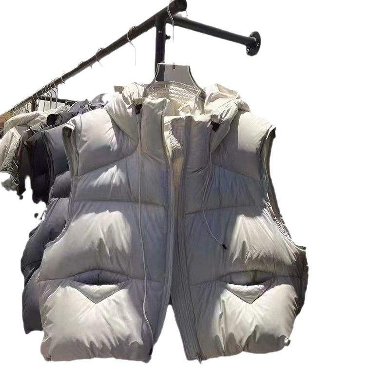 Autumn and winter new soft puffs fluffy hooded goose down vest women's light sleeveless vest loose vest jacket
