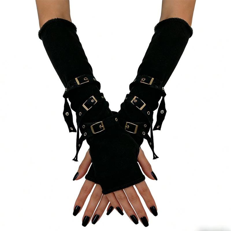 Dark Style Fingerless Motorcycle Gloves – Hot Girl, Neutral Spring/Summer Sleeves, European & American Style.