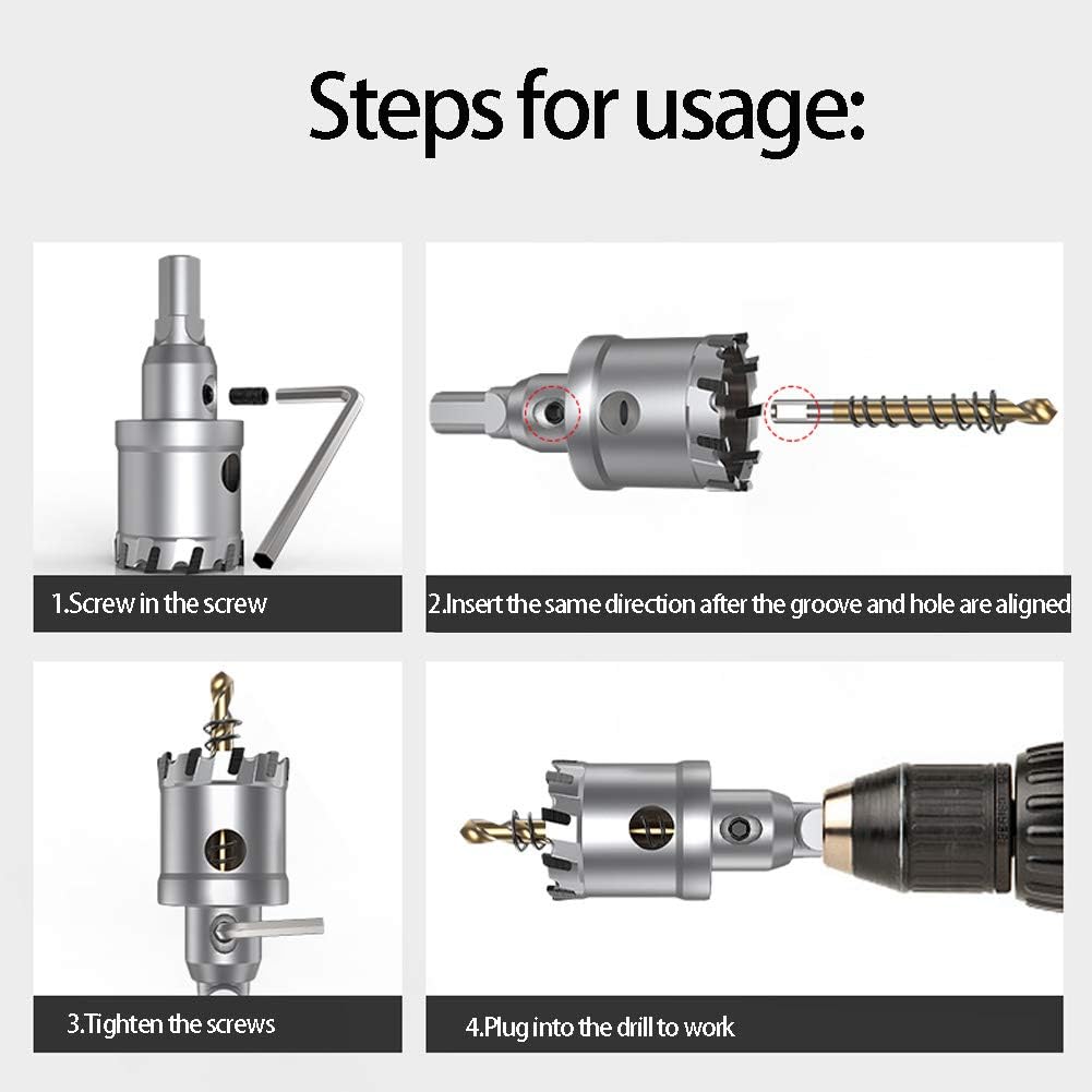 Stepped Pilot Drill Bit for Carbide Hole Saw 22.5mm Cut Dia Spiral Hole Opener