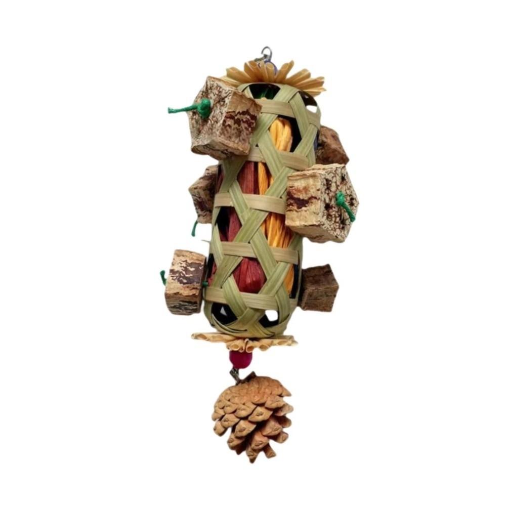 Bamboo Woven Pet Bird Chew Toy Parrot Foraging Basket  For Cockatiel Conure Cockatoos
