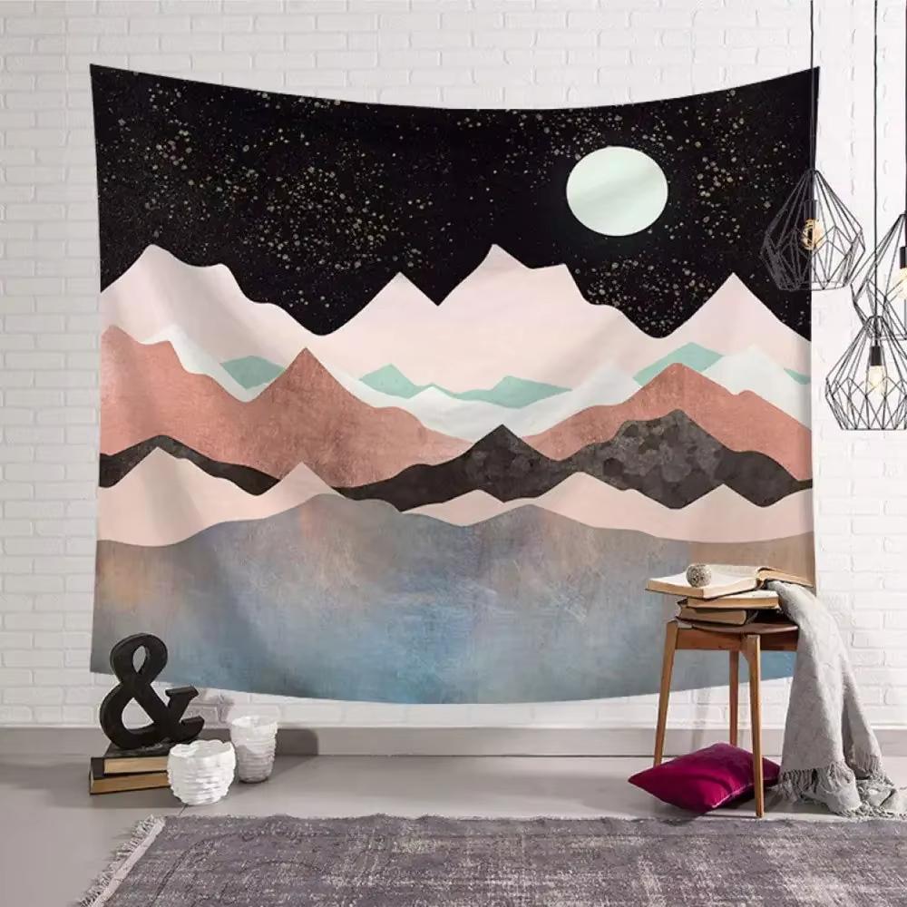 Mountain Forest Sunset Party Backdrop Tapestry Nature Landscape Photo Booth Background for Outdoor Camping Events Decor
