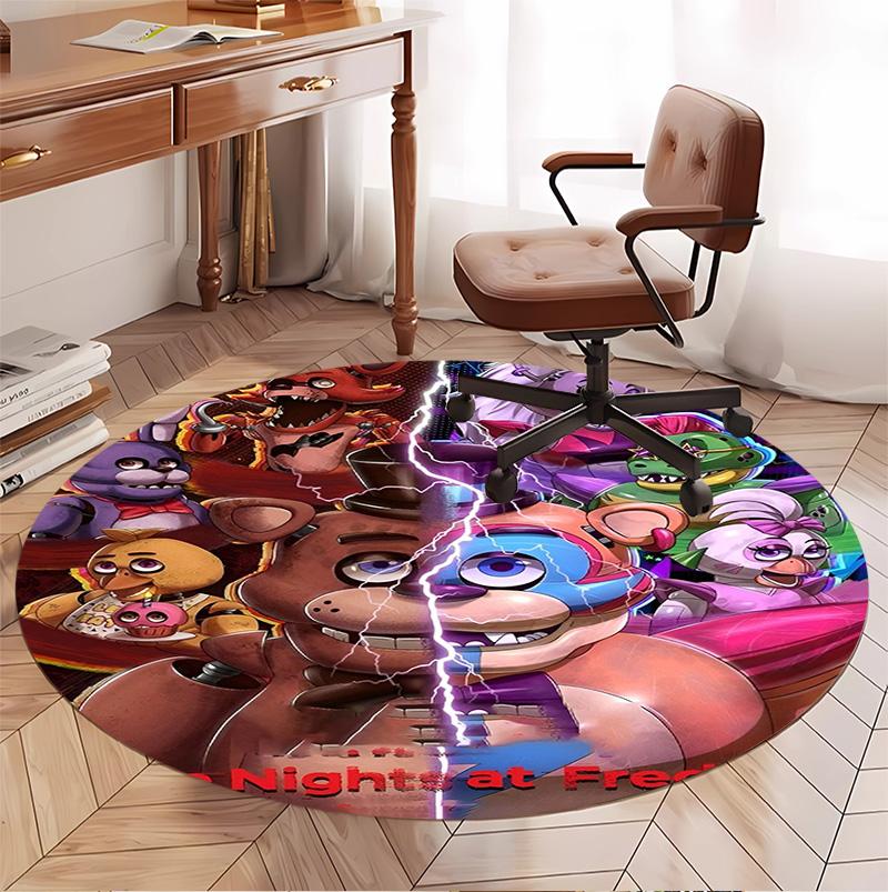 Five Nights at Freddy's Pattern Round Rug, Indoor/Outdoor Mat, for Picnic, Gameroom, Bedroom, Office, Living Room, Home Decor Carpet, Birthday Gift