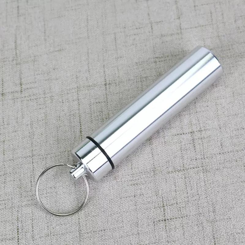 Aluminum Alloy Portable Pill Case Waterproof Keychain Hanging Capsule Bottle Container Outdoor Camping Travel Tablet Storage Box
