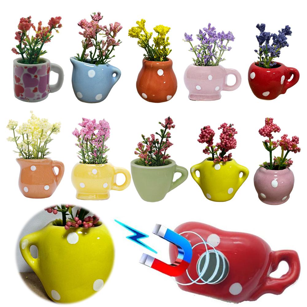 Mini Jarrón de Cerámica Imanes para Nevera Jarrón de Flores Imanes para Nevera Pegatinas Decorativas para Nevera para Cocina Decoración del Hogar