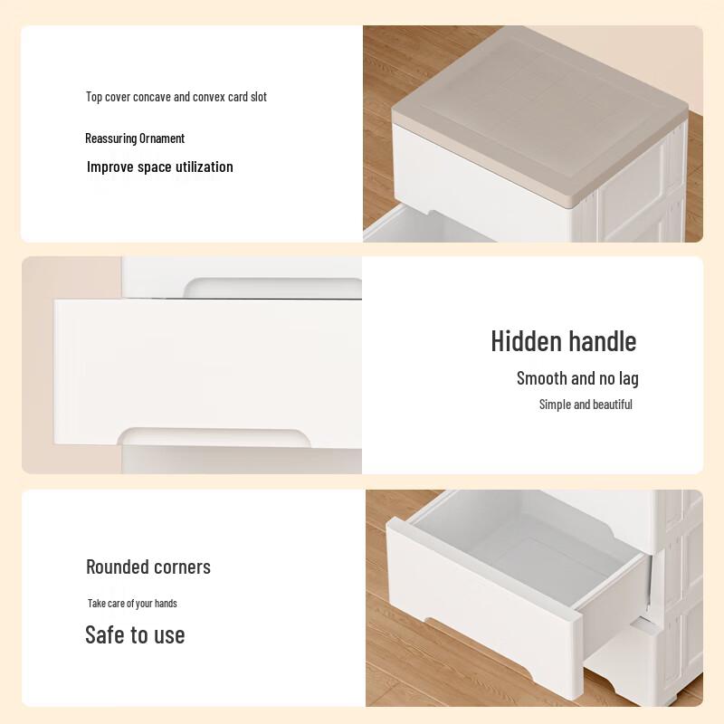 Simple Plastic 3-Layer Bedside Storage Cabinet