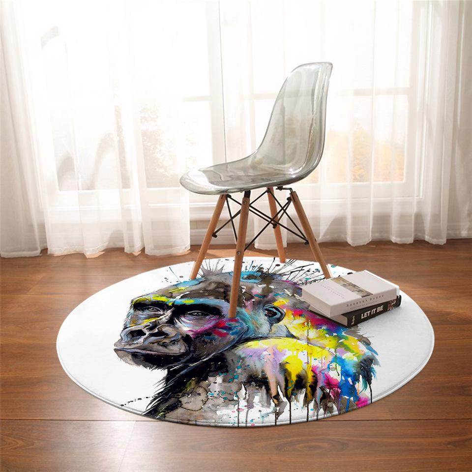 Round Carpet Moon Kids Black Bedroom Carpet White Fox Floor Mats Planet Anti-Slip Mats Home Decor Floor Mats