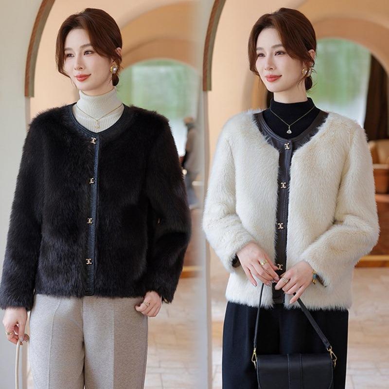 Mom Winter Mink Fleece Jacket Fur Integrated Coat Dignified Atmosphere Imitation Leather Fur Top Women
