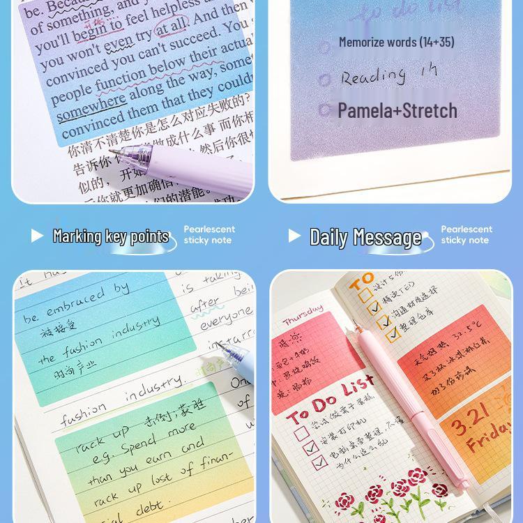 Pearlescent Transparent Tearable Sticky Notes for Students