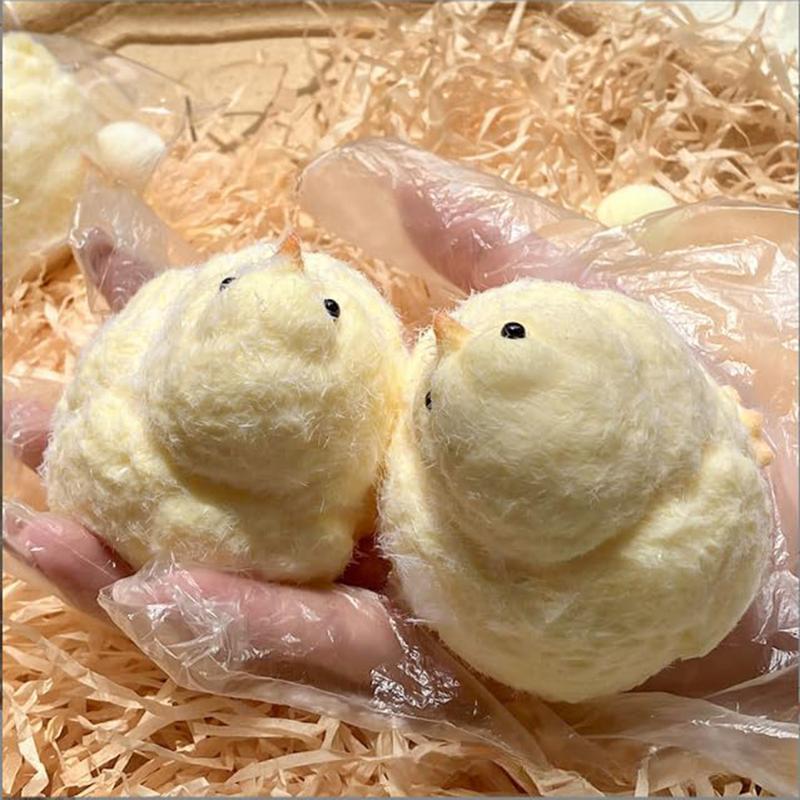 Yellow Big Chicken Plush Silicone SquishyPinching Toys Cute Hen Chicks Taba Squeezing Toy Fuzzy Fidget Toy Release Hand Stress
