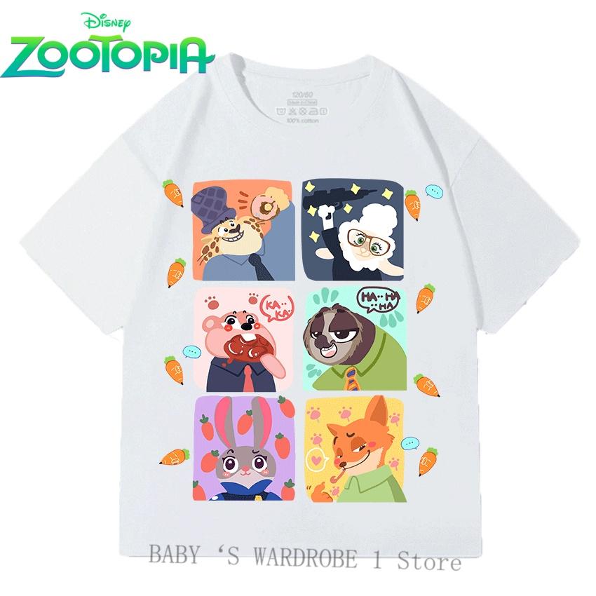 

Disney Zootopia Cartoon Cotton Short Sleeve Shirts for Boys and Girls 3-12 Years Cute Fashionable Design 100