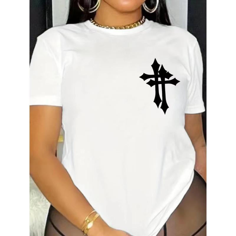 Summer Round Neck Printed Top Fashionable Casual Cute Short Sleeved Women's Pure Cotton T-shirts