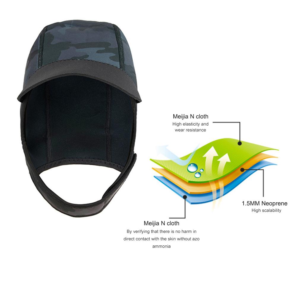 2MM Adult Snorkeling Hat Neoprene Mens Womens Diving Head Cover Sun Protection Snorkeling Headgear for Outdoor Surfing Wading