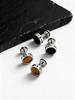 Viking Round Stone Stud Earrings for Men Boys,Anti Allergy Stainless Steel Tiger Eye Stone Stud Earrings Gift