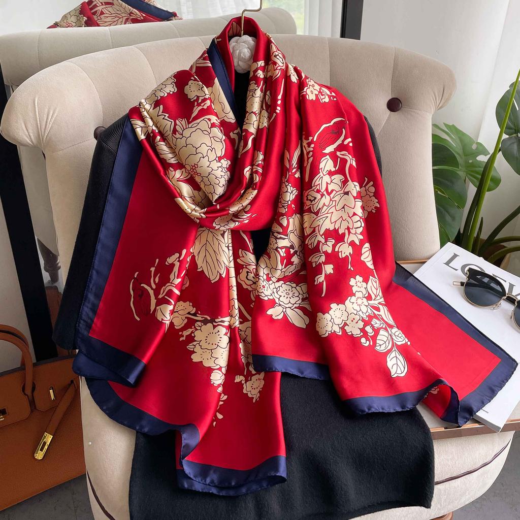 Luxury Design 180X90CM Shawls  Beach Women Square Scarves Popular The Four Seasons Bandanna Sunscreen New Style Silk Scarf