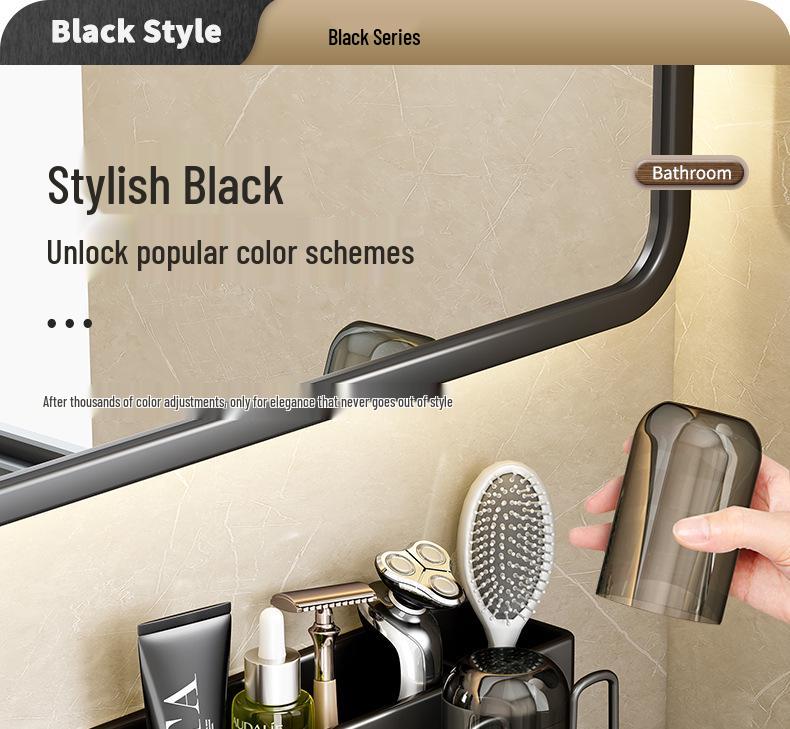 Wall-Mounted Punch-Free Toothbrush and Mouthwash Holder Set