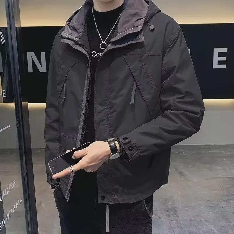 "2024 Spring/Autumn Men's Retro Casual Hooded Workwear Jackets"