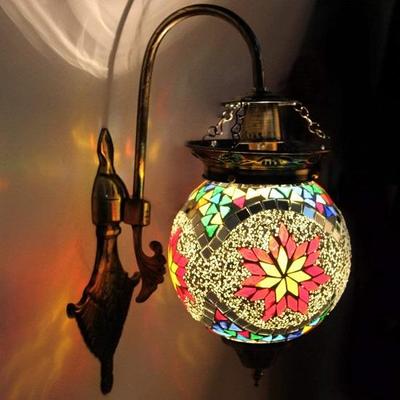 Ball Shaped Glass Wall Lamp for Living Home Decoration Turkish Lamp (Multicolour, Bulb Not Included