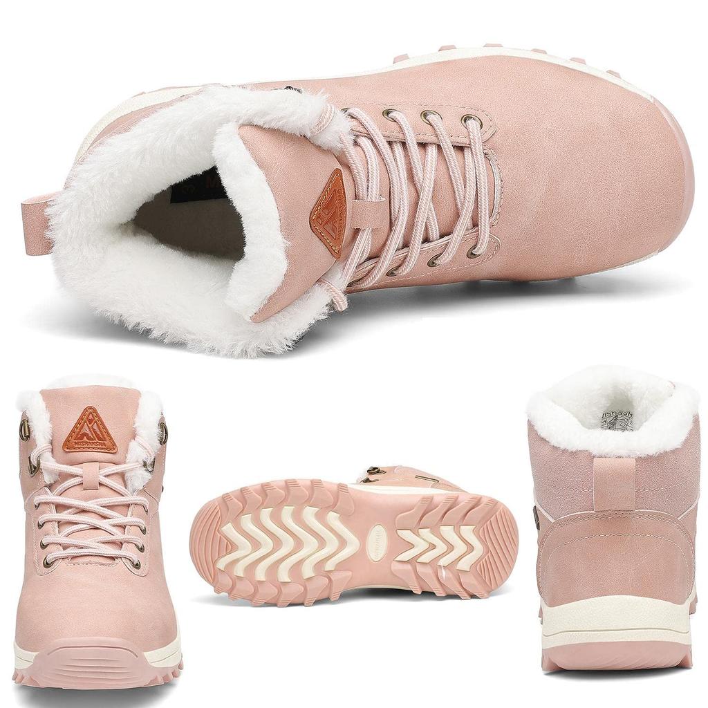 Putu Snow Climbing Cold Weather Outdoor Hiking Size Pink High-Top Waterproof, Non-Slip, Fleece-Lined Boots, Unisex, Boots, Abrasion-Resistant,