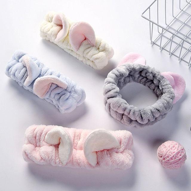 

Honeyfluff - Chenille Animal Ear Face Wash Headband Off White