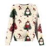 Women's Fashion Casual Long Sleeve Christmas Printed Neck Sweatshirt Top