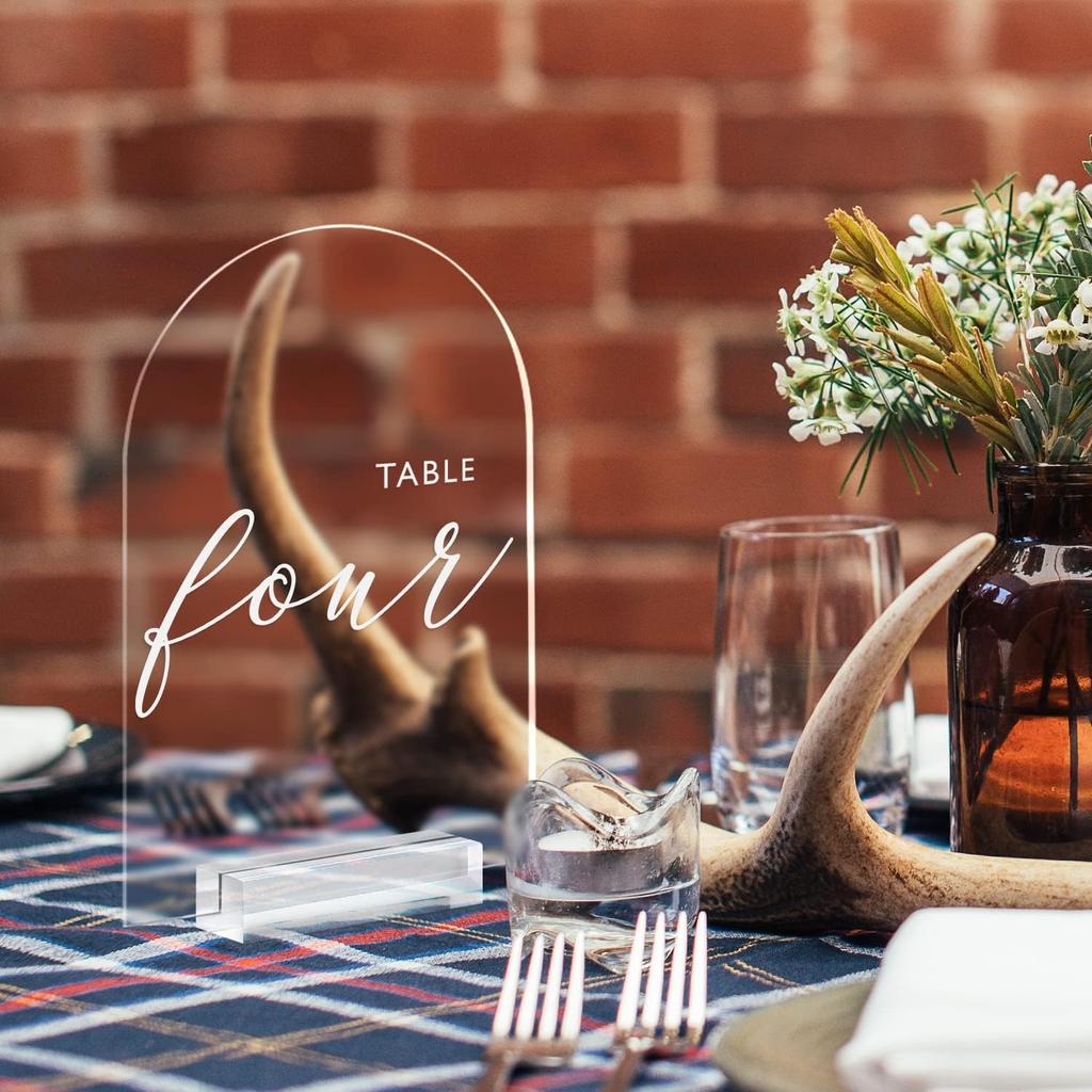 5x7 Inch Clear Arch Acrylic Sign with Stand-10 Pack Clear Blank Arched Acrylic Sheets with Holder, DIY Arch Sign Blank for Wedding Table Numbers