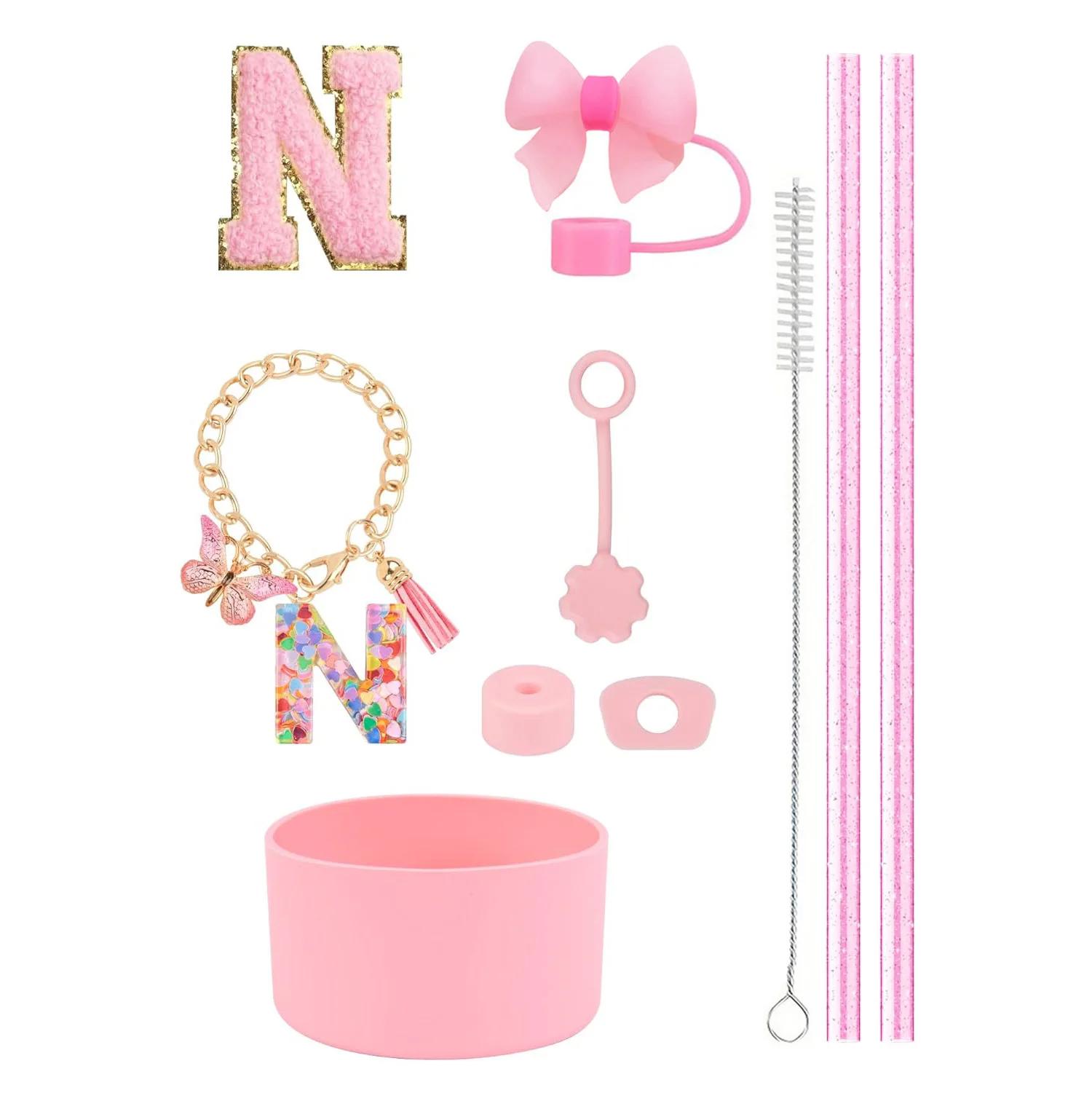 

10pcs Cup Accessories Set for Stanley 30oz 40oz Tumbler Straw Cover Cap Boot Spill Proof Stopper Letter Keychain Charm Sticker
