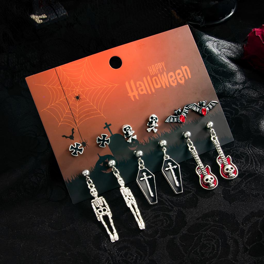 Set Cercei Halloween Desene Animate Amuzant Cap de Dovleac Fantomă Elemente Liliac Ciucure Set Bijuterii Urechi Înfricoșător Amuzant Trendy Accesorii Femei
