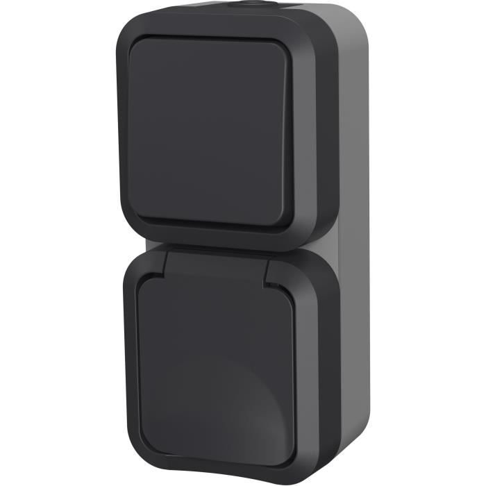 Double va et vient + Prise verticale - QUARX - Aqua Pro - Extérieure, verticale, IP55, 250V, 16A