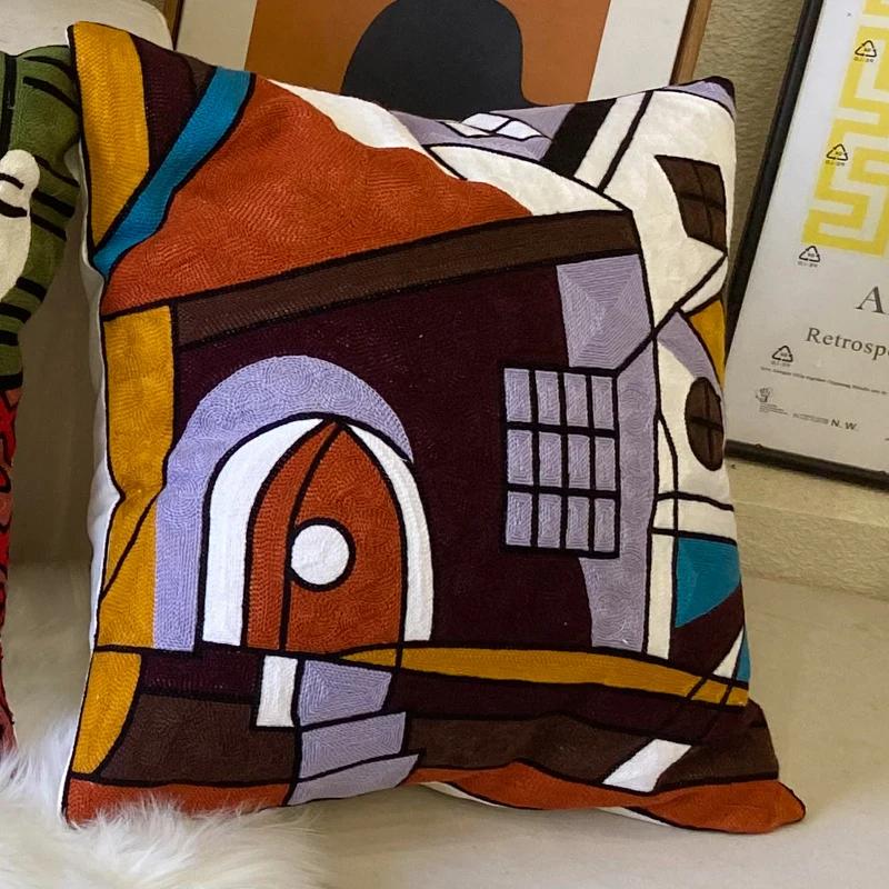 Stickerei Abstrakt Kissenbezug Baumwolle Kissenbezüge Picasso Dekorativ Überwurf Kissenbezüge für Sofa Wohnzimmer Heimdeko