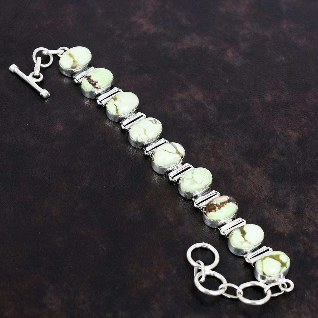 Lemon Chrysoprase Gemstone Bracelet 925 Sterling Silver Bracelet Adjustable Chain Bracelet Antique Jewelry Gifts For Wife Handmade Bracelet