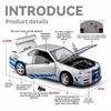 1/24 Skyline GTR R34 Static Diecast Car Sound Light Pull Back Detailed Rubber Tires Desktop Hobby Collectible Boys Gift