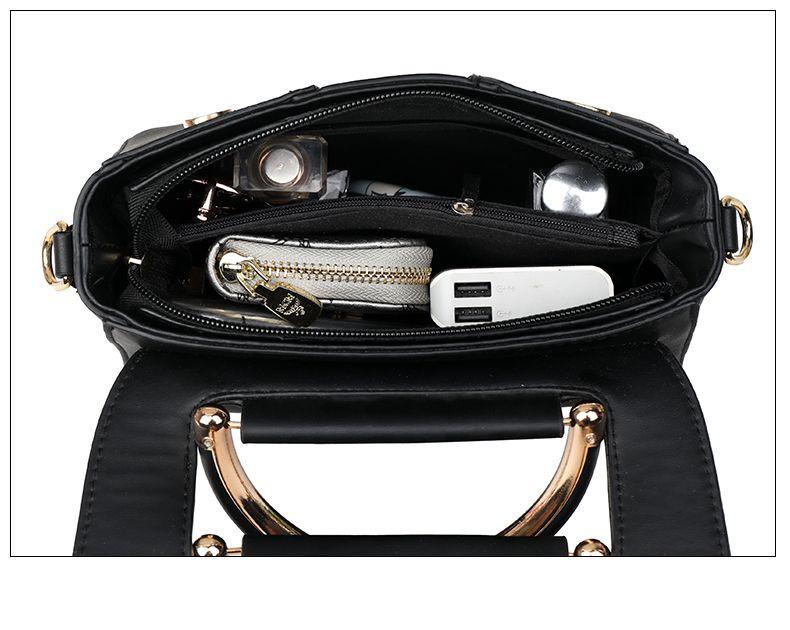 Borsa a tracolla da donna versatile in vera pelle - Borsa alla moda monocolore, semplice, di grande capacità, trendy