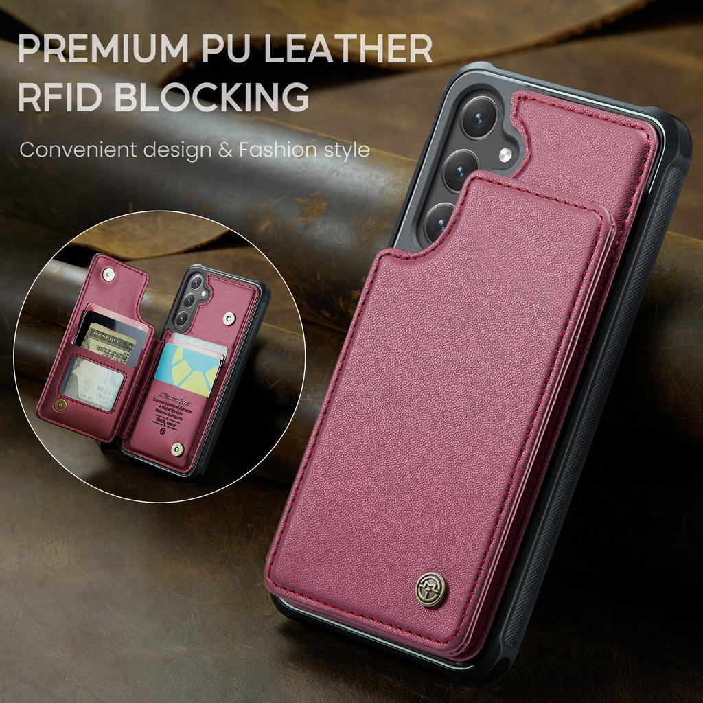 For Samsung Galaxy S26+ Case with RFID Blocking 5 Card Slots CASEME C22 Leather Back Cover