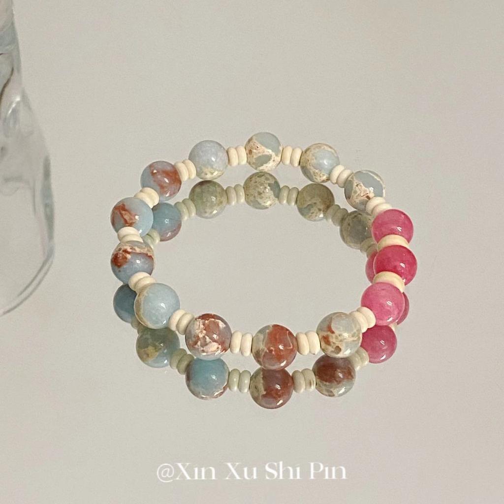 Retro court style fairy tale dream blue crystal bracelet niche design high luxury high-end sense beaded bracelet bracelet