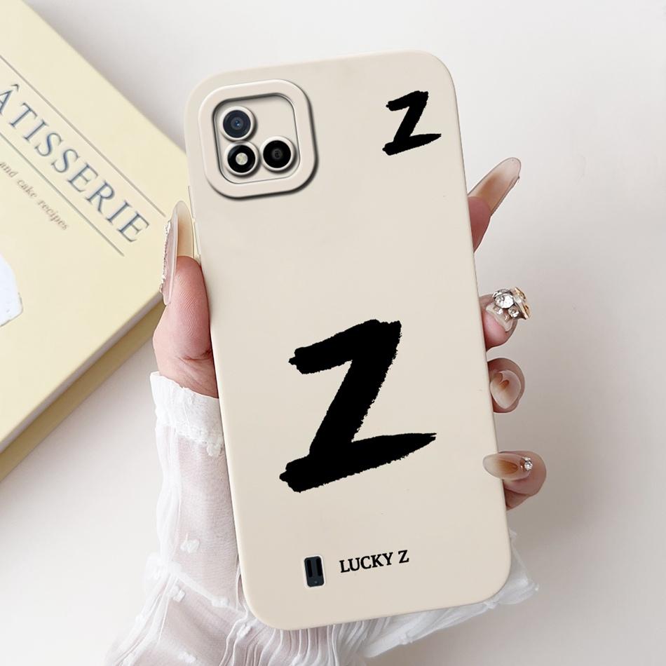For Realme C11 (2021) Lucky Initial Letter Phone Case For Realme C11 2021 2020 RMX3231 RMX2185 Soft Silicone Shockproof Cases